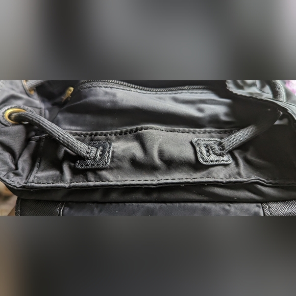 EUC Tory Burch Scout Mini Nylon Backpack in black flap magnetic clasp closure - Picture 13 of 16